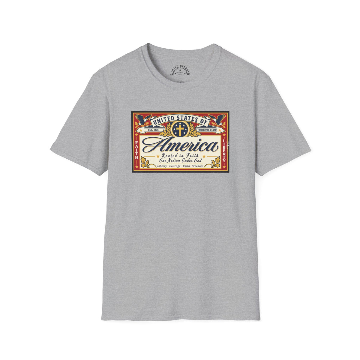 USA Retro Label - Faith & Liberty Eagle Tee