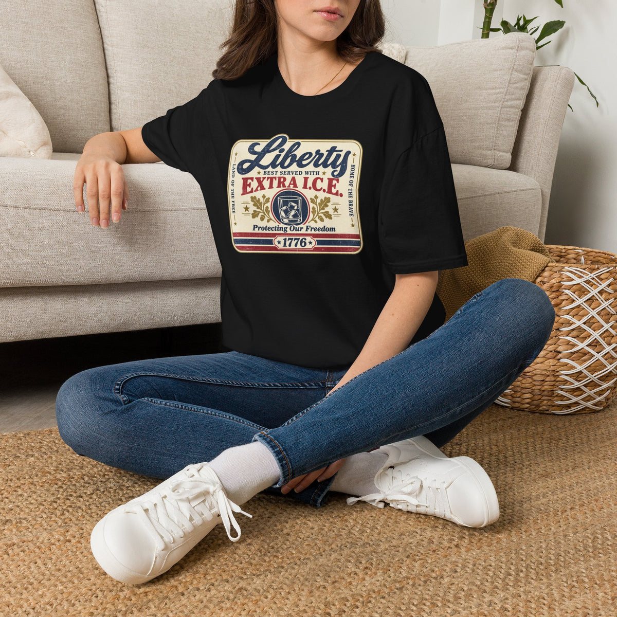 Liberty Shirt - Best Served with Extra I.C.E. Retro Label Patriotic Tee