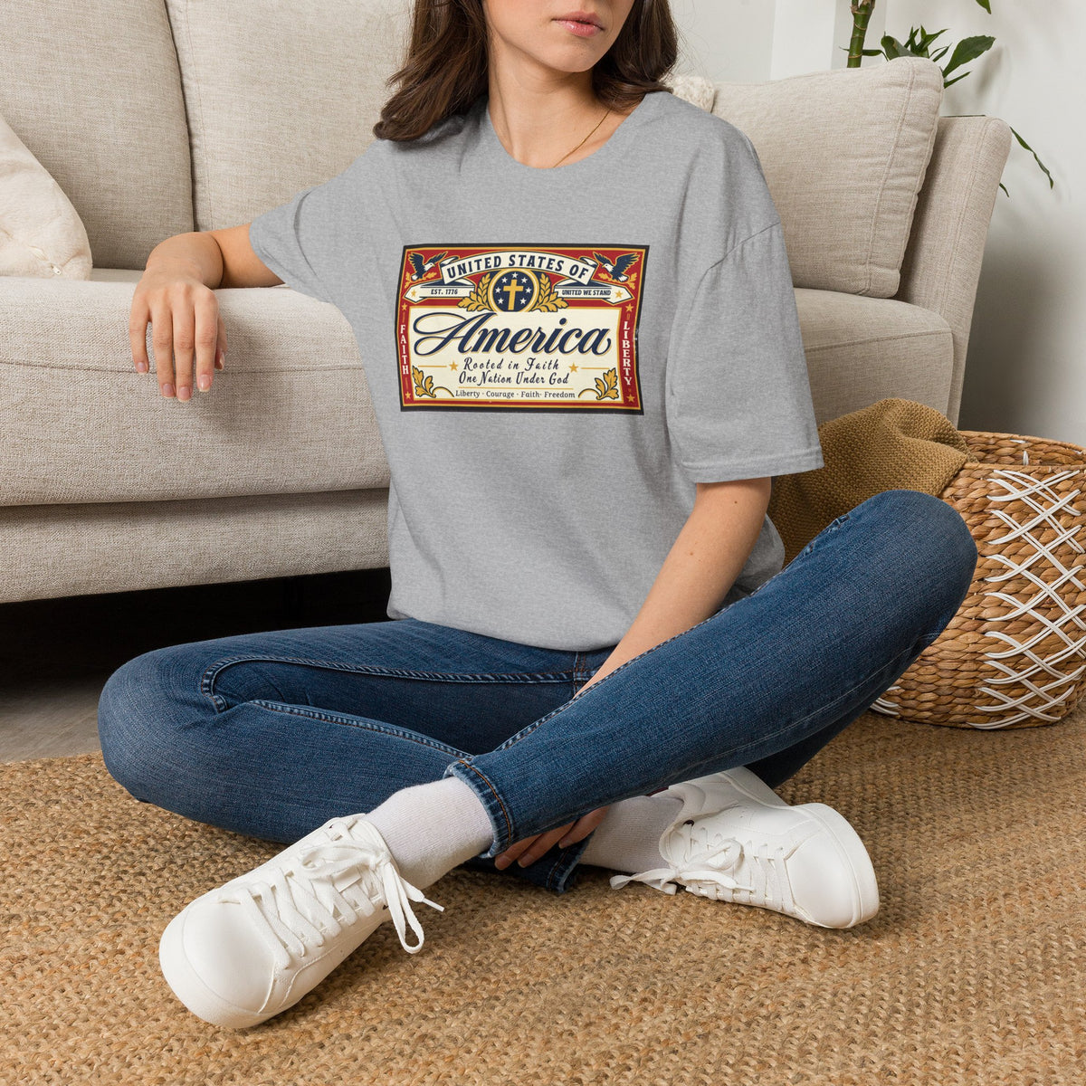 USA Retro Label - Faith & Liberty Eagle Tee