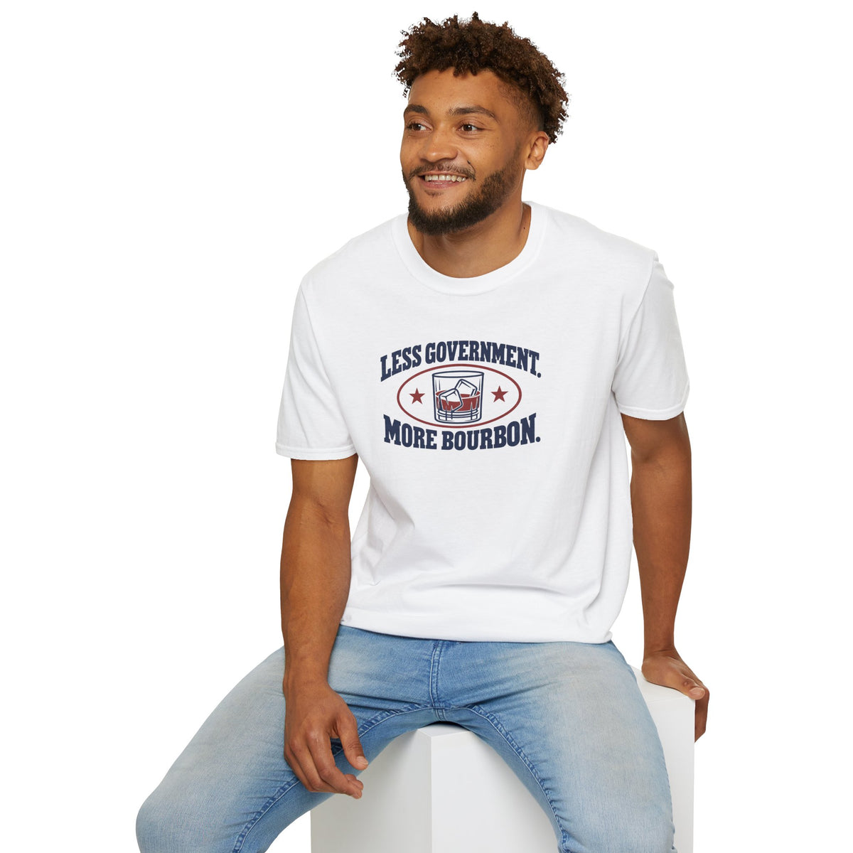 Less Government More Bourbon Shirt - Funny Whiskey Glass Patriotic Tee