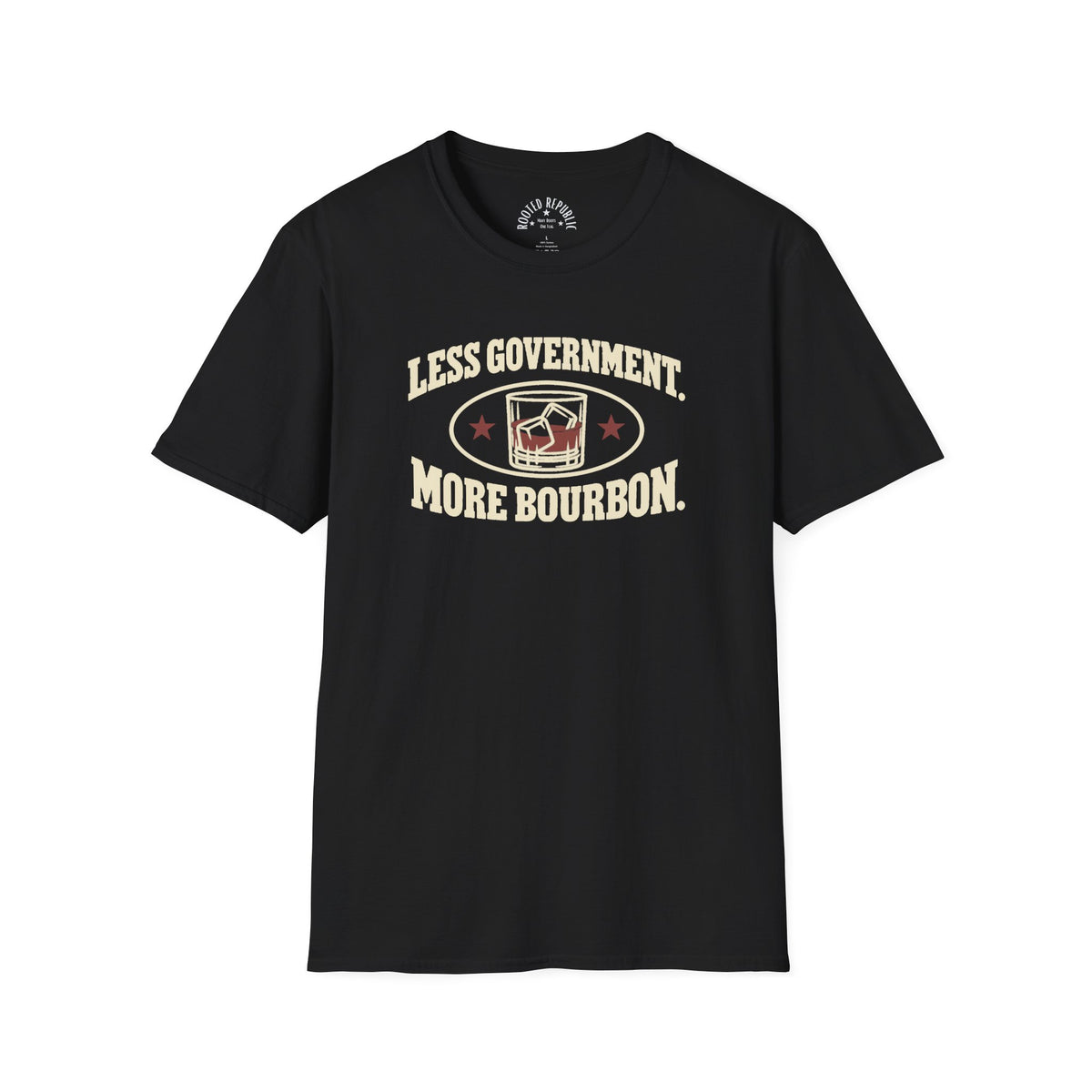 Less Government More Bourbon Shirt - Funny Whiskey Glass Patriotic Tee