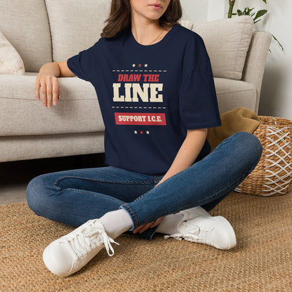 Draw the Line Shirt - Support I.C.E. Bold Patriotic Teec
