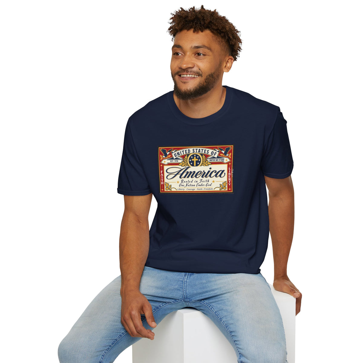 USA Retro Label - Faith & Liberty Eagle Tee
