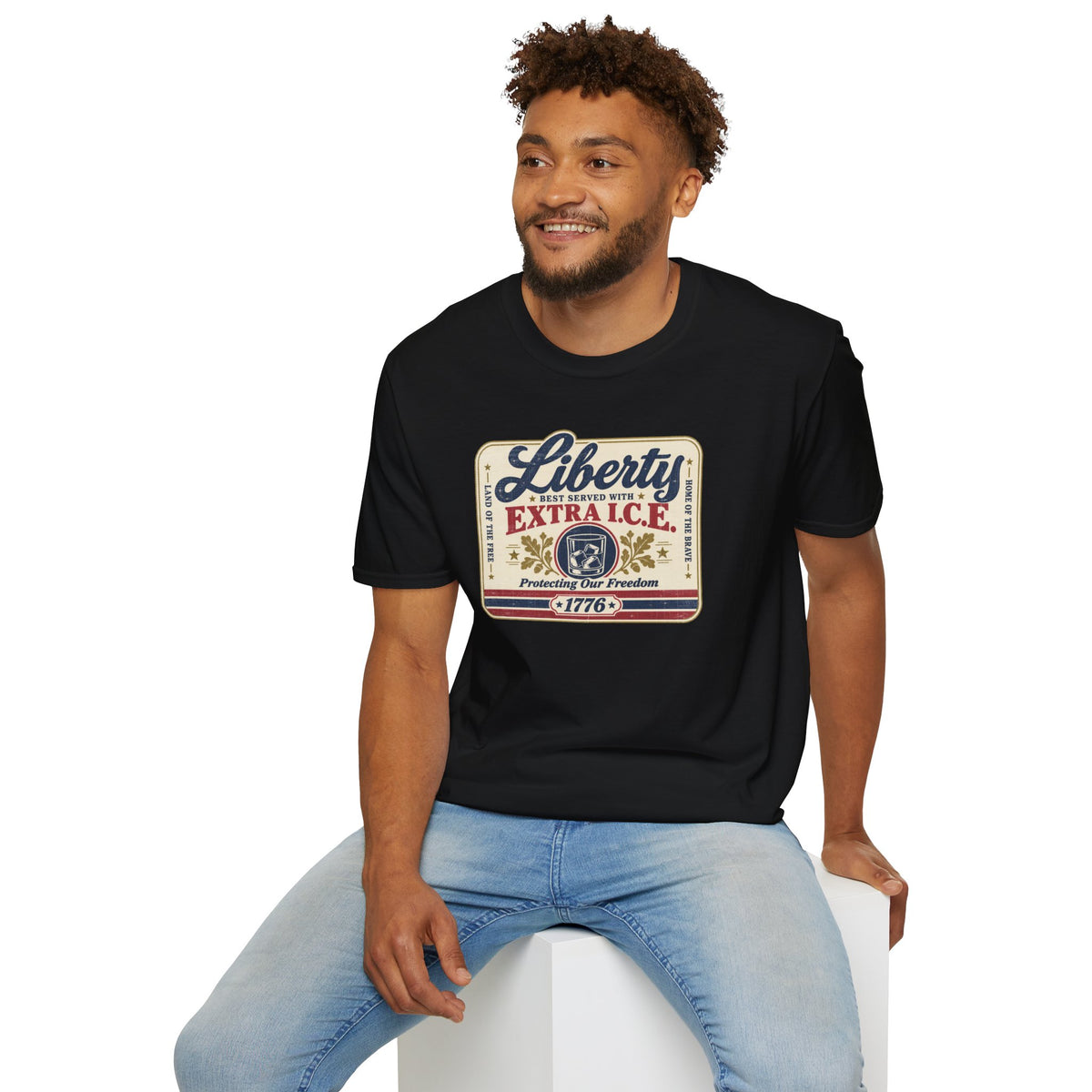 Liberty Shirt - Best Served with Extra I.C.E. Retro Label Patriotic Tee