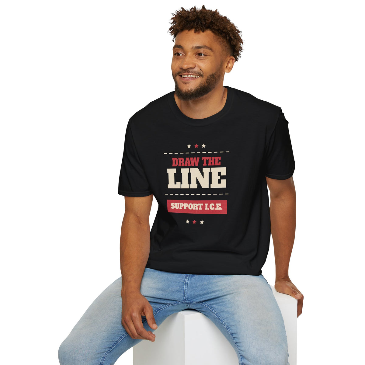 Draw the Line Shirt - Support I.C.E. Bold Patriotic Teec