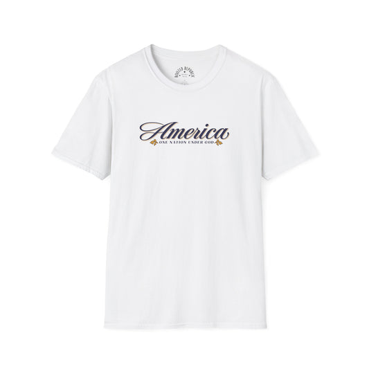 America One Nation Under God Shirt - Script Patriotic Tee