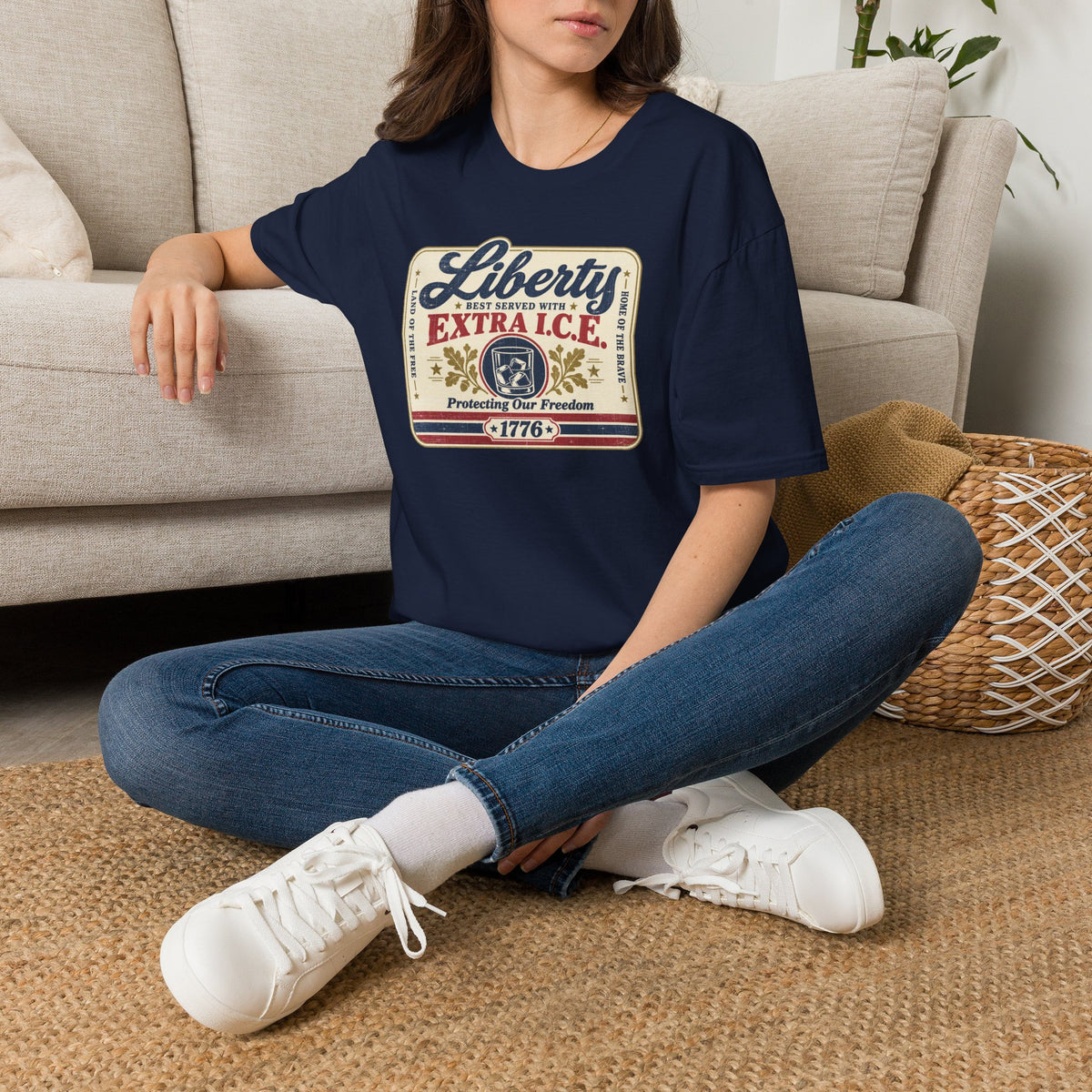 Liberty Shirt - Best Served with Extra I.C.E. Retro Label Patriotic Tee
