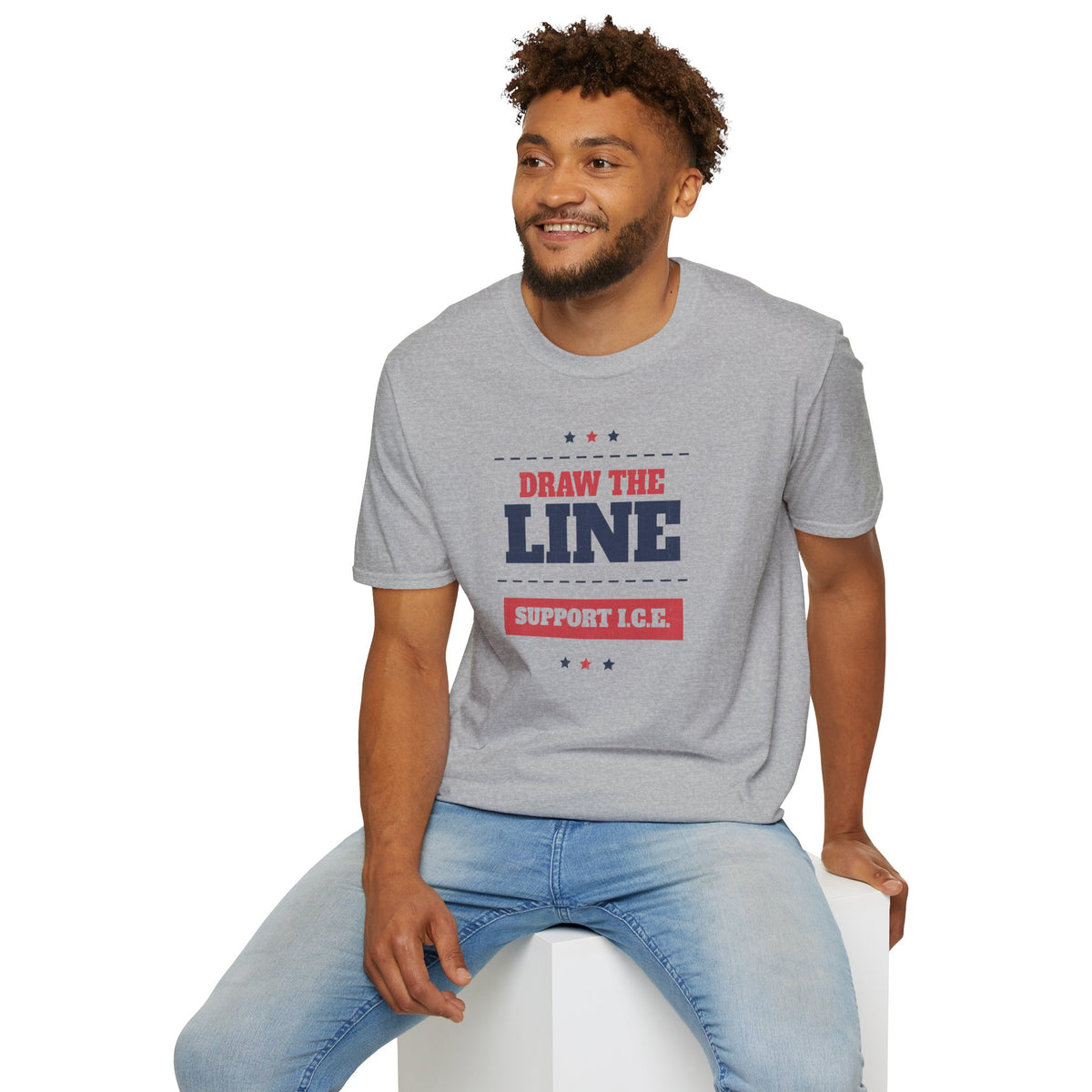 Draw the Line Shirt - Support I.C.E. Bold Patriotic Teec
