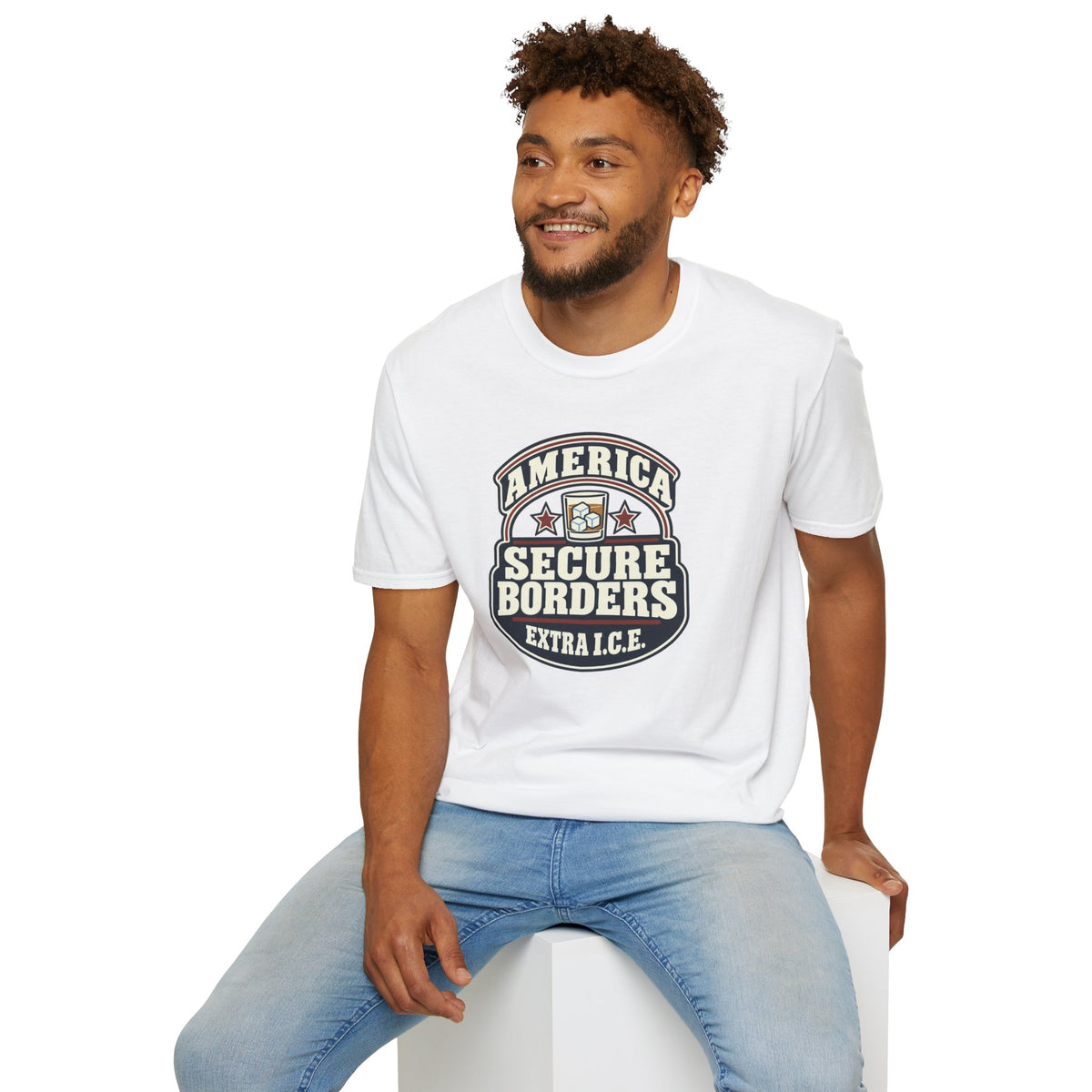 America Secure Borders Shirt - Extra I.C.E. Whiskey Glass Patriotic Tee