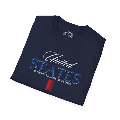 United States - Where Freedom Flows Patriotic Tee