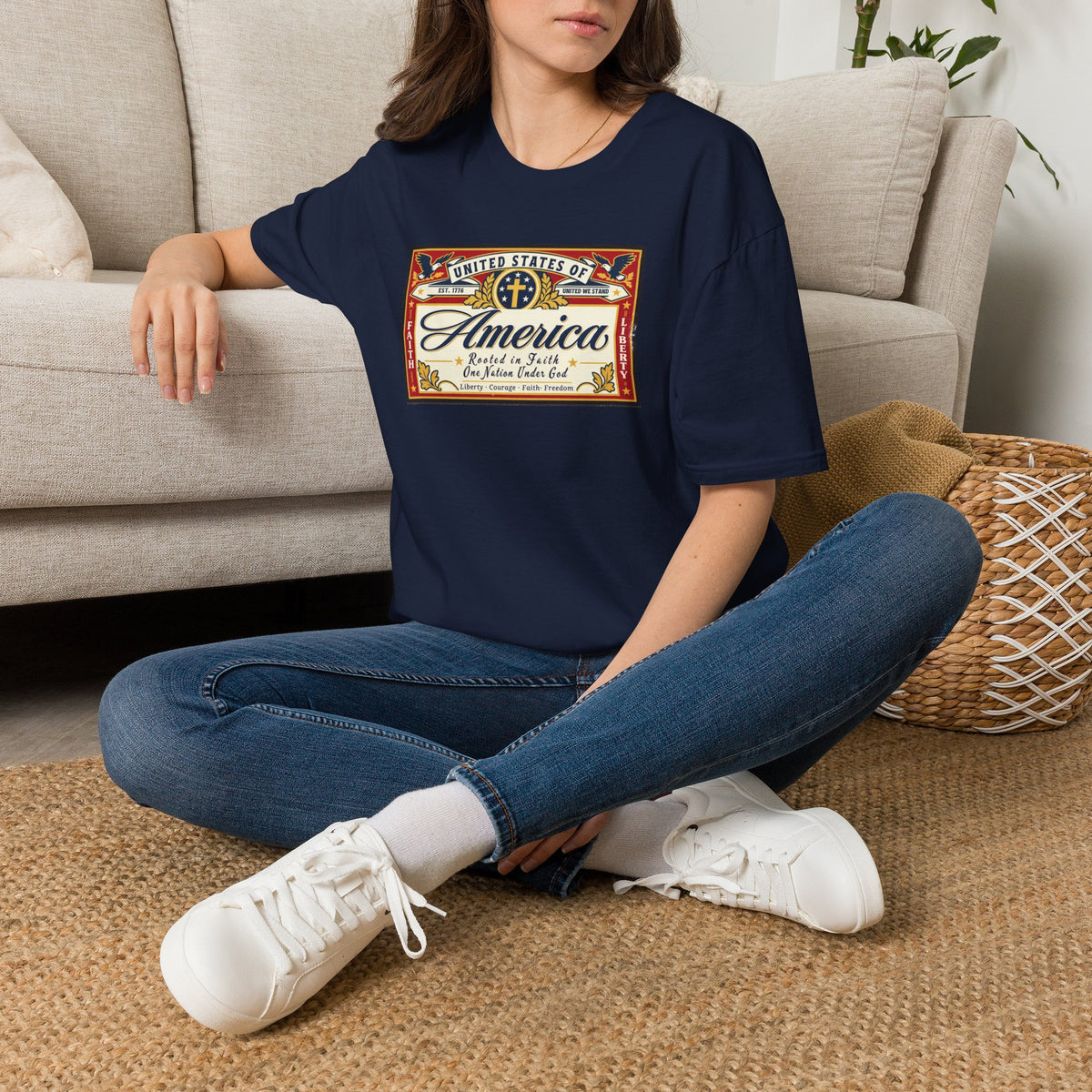 USA Retro Label - Faith & Liberty Eagle Tee