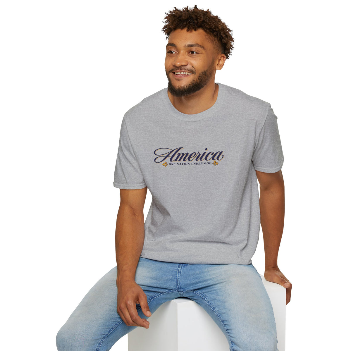America One Nation Under God Shirt - Script Patriotic Tee