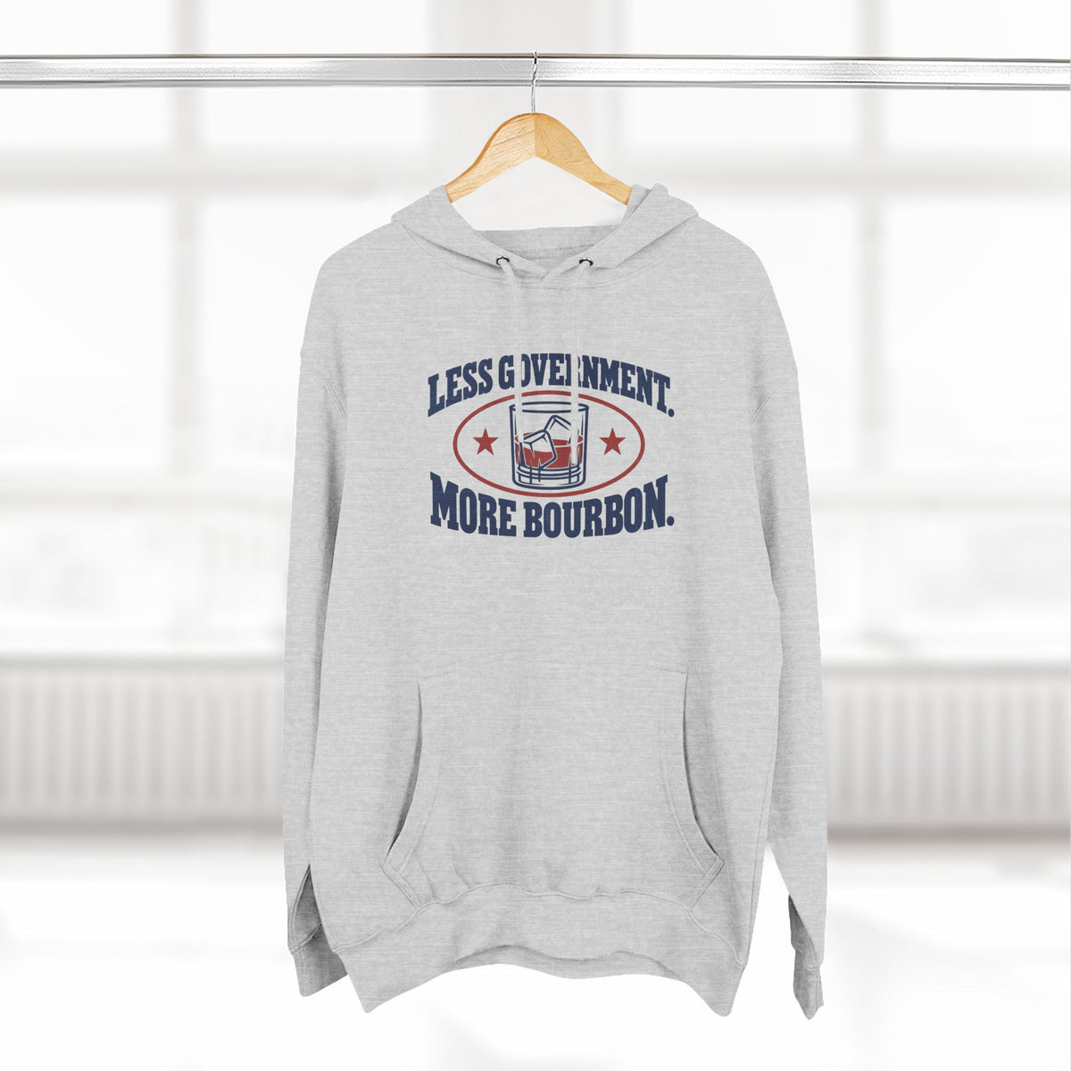 Less Government More Bourbon Hoodie - Funny Whiskey Glass Patriotic Hoodie