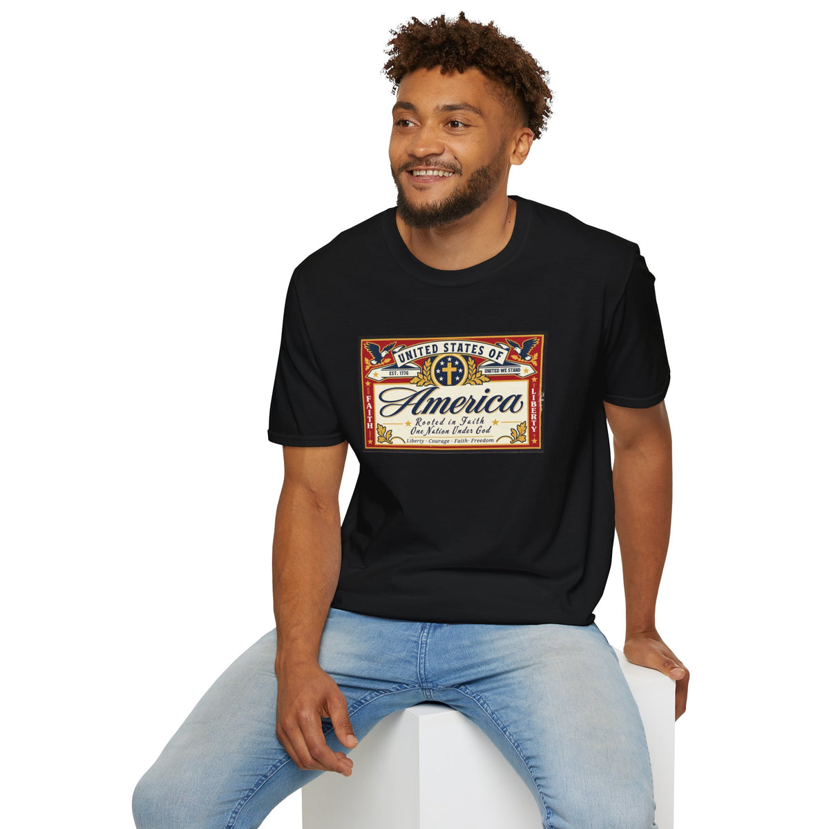 USA Retro Label - Faith & Liberty Eagle Tee