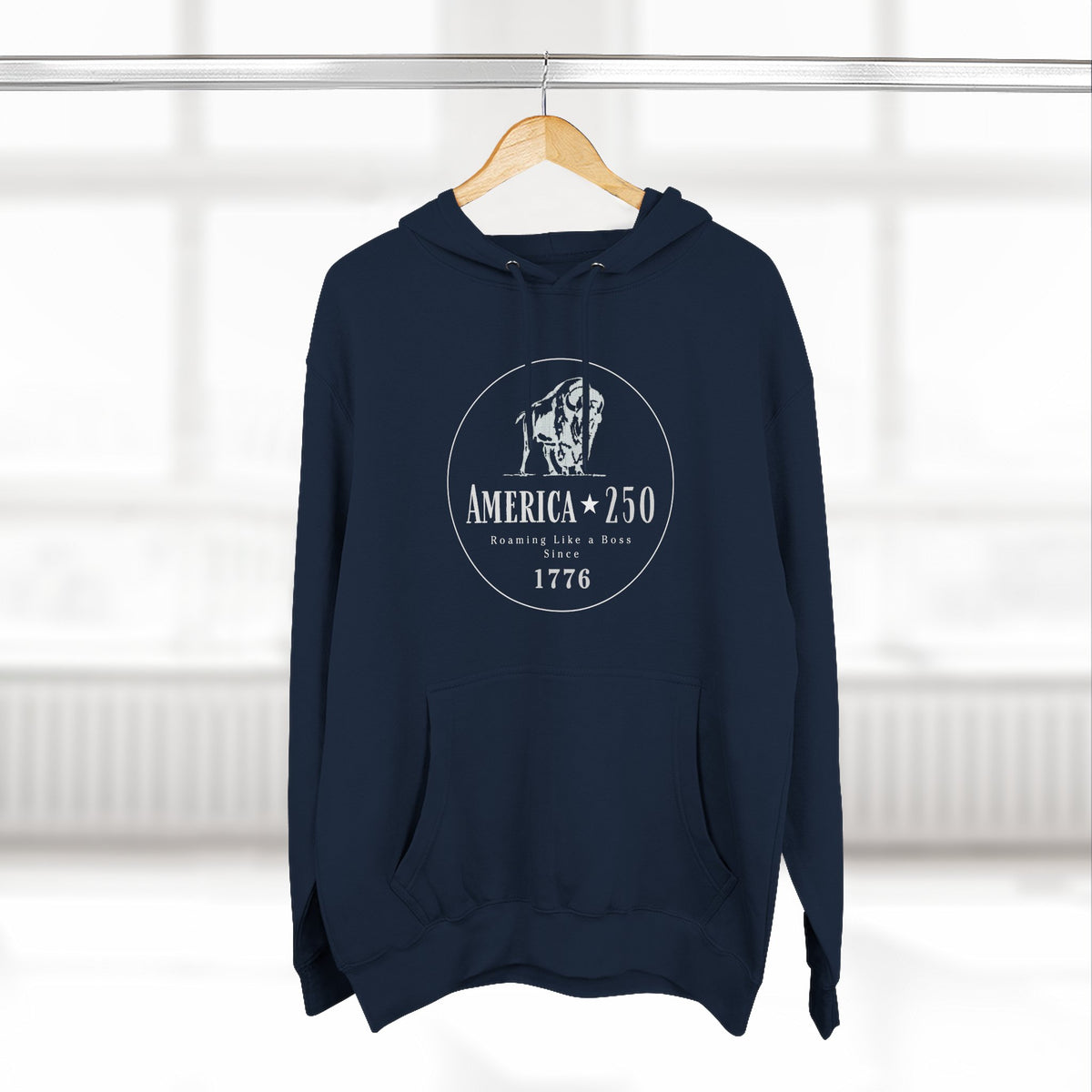 America 250 Bison Hoodie - Roaming Like a Boss Since 1776 Patriotic Hoodie