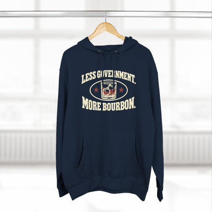 Less Government More Bourbon Hoodie - Funny Whiskey Glass Patriotic Hoodie