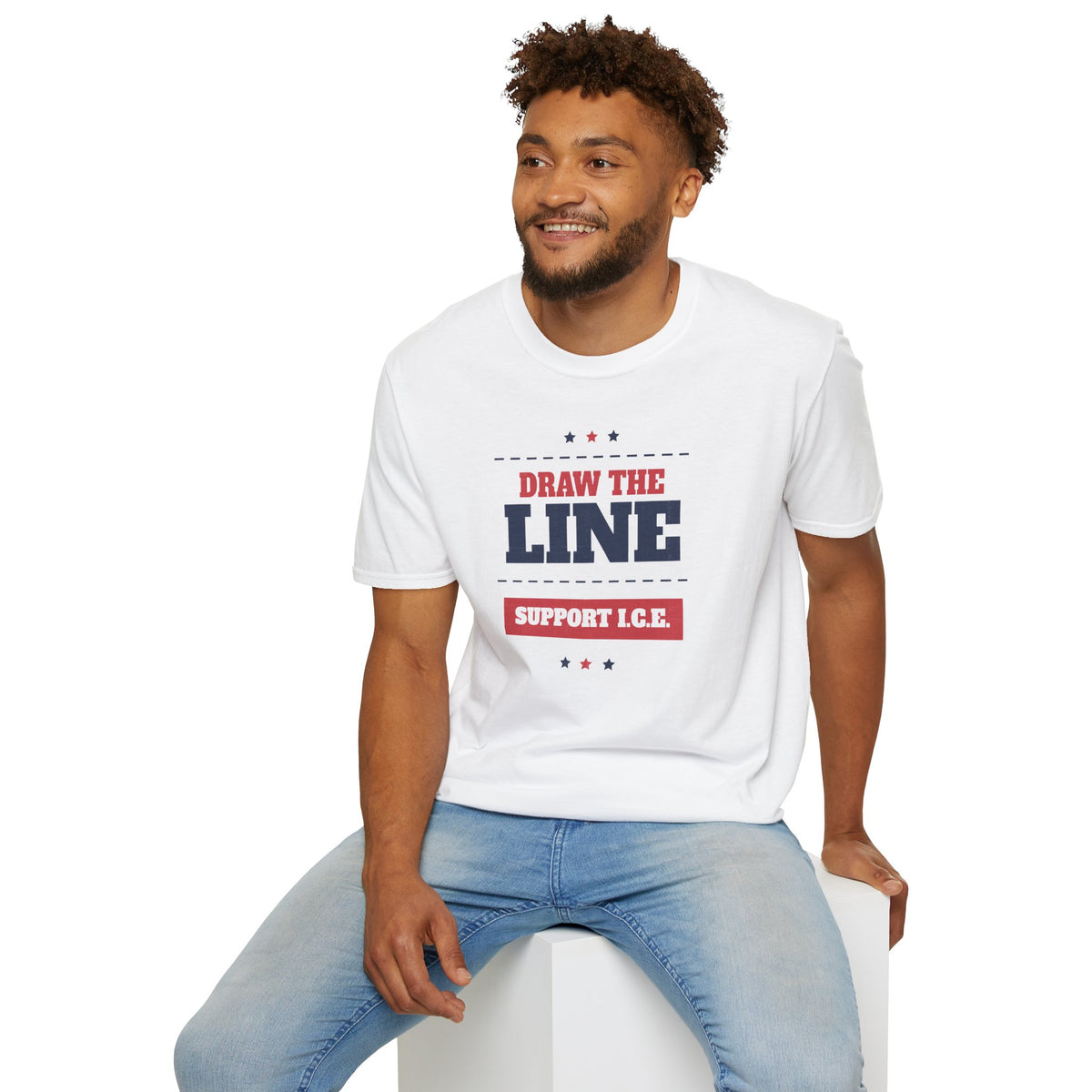 Draw the Line Shirt - Support I.C.E. Bold Patriotic Teec