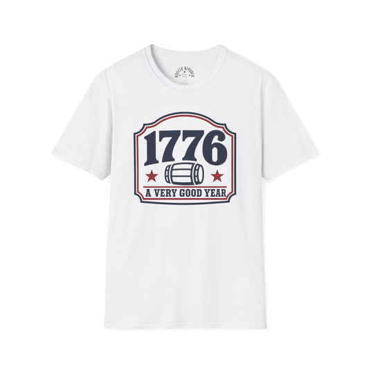 1776 A Very Good Year - Funny Patriotic Barrel & Stars Tee