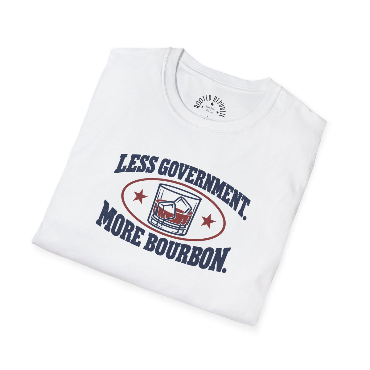 Less Government More Bourbon Shirt - Funny Whiskey Glass Patriotic Tee