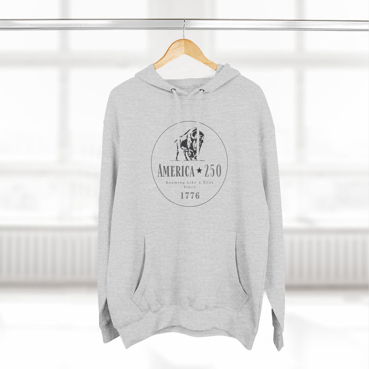 America 250 Bison Hoodie - Roaming Like a Boss Since 1776 Patriotic Hoodie