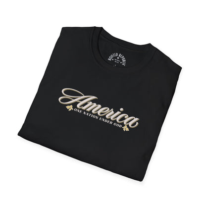 America One Nation Under God Shirt - Script Patriotic Tee