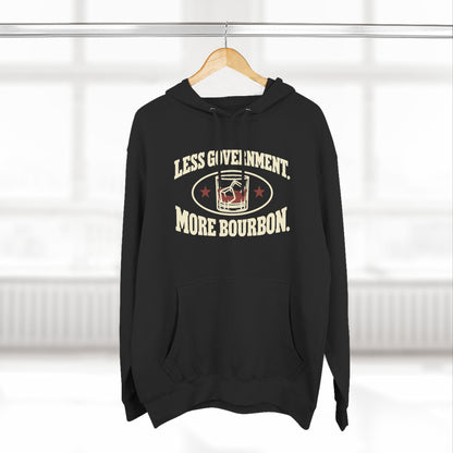 Less Government More Bourbon Hoodie - Funny Whiskey Glass Patriotic Hoodie