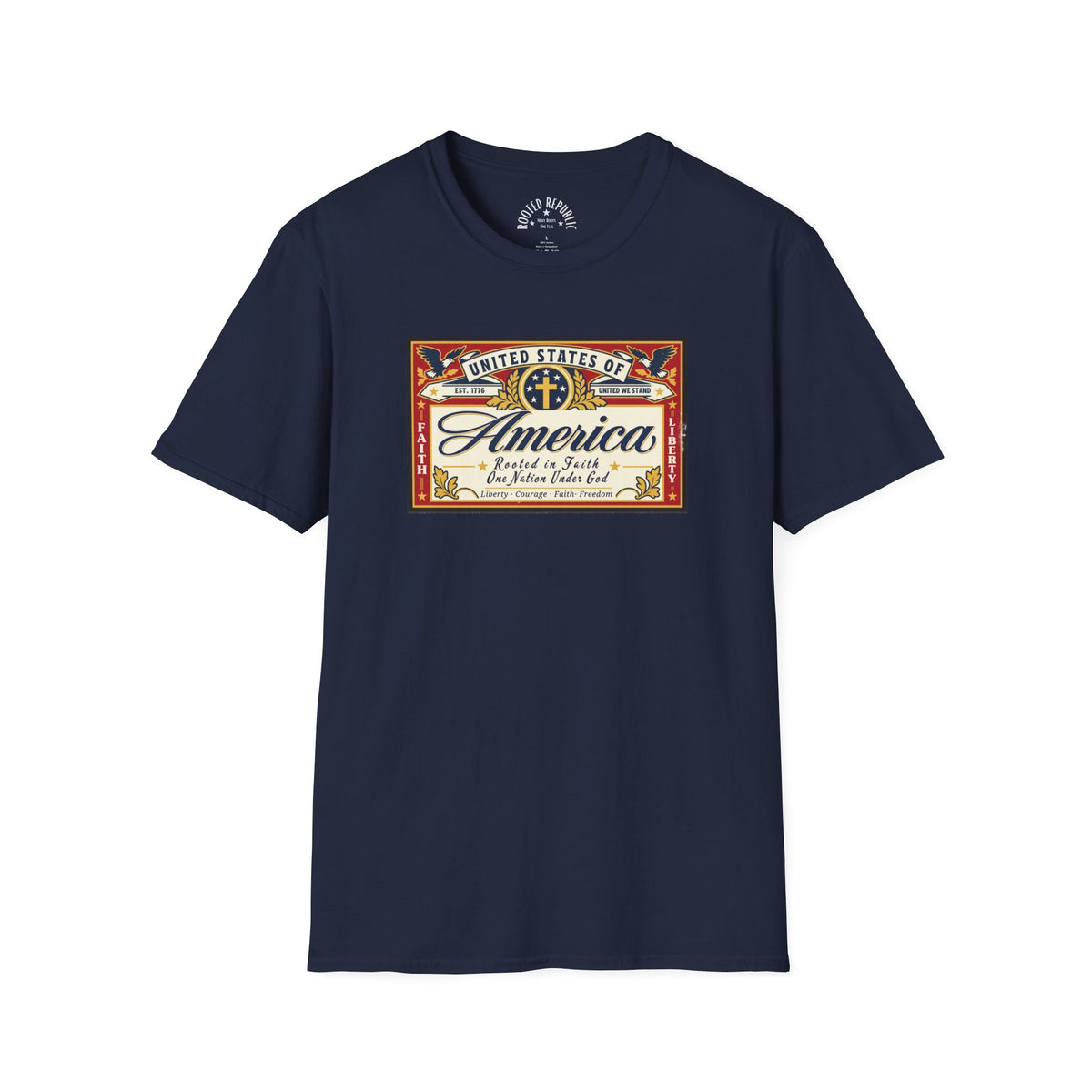 USA Retro Label - Faith & Liberty Eagle Tee
