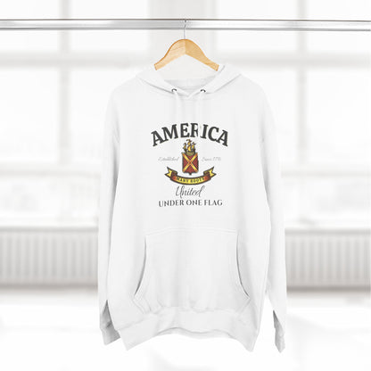 America Many Roots Hoodie - United Under One Flag Ship & Shield Hoodie