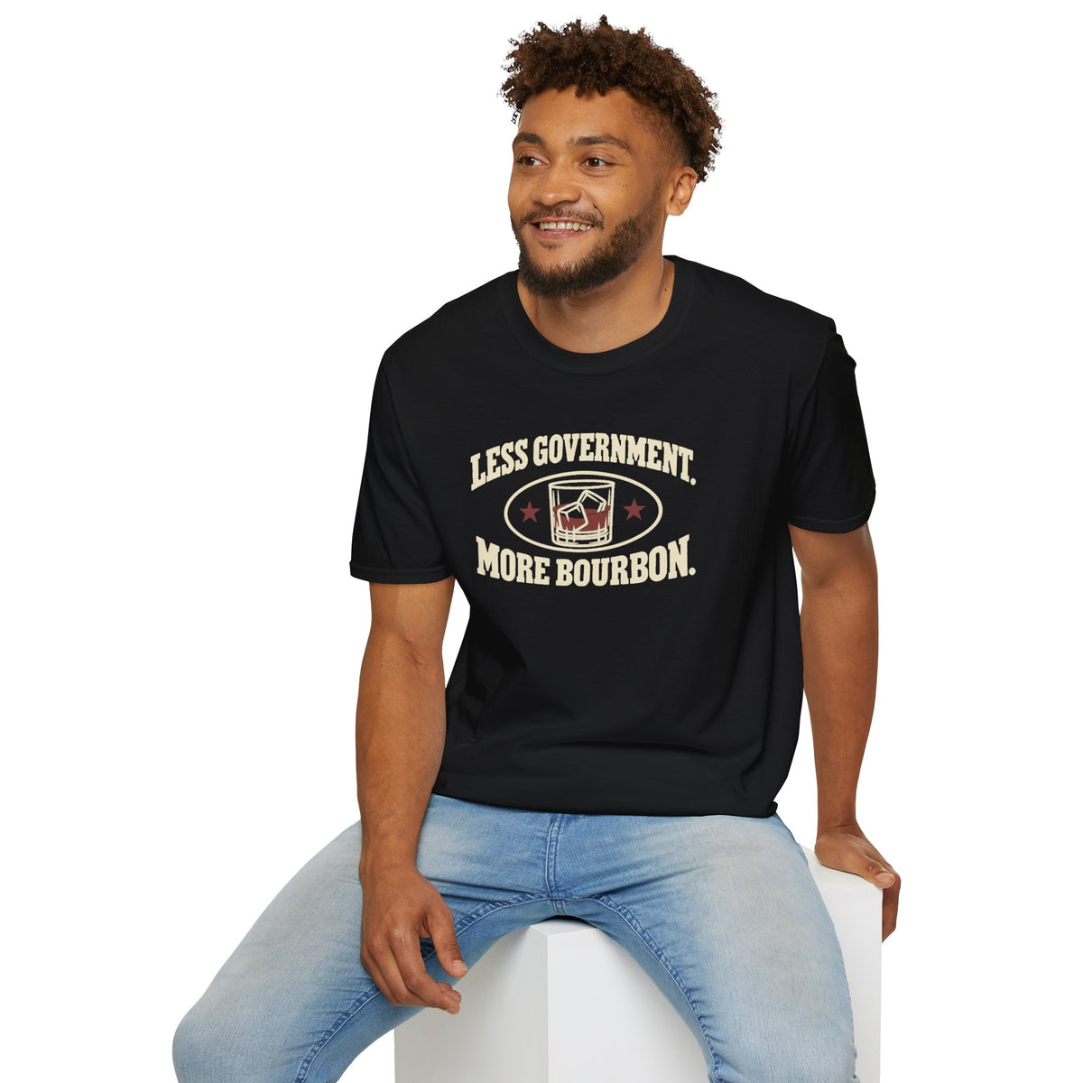 Less Government More Bourbon Shirt - Funny Whiskey Glass Patriotic Tee