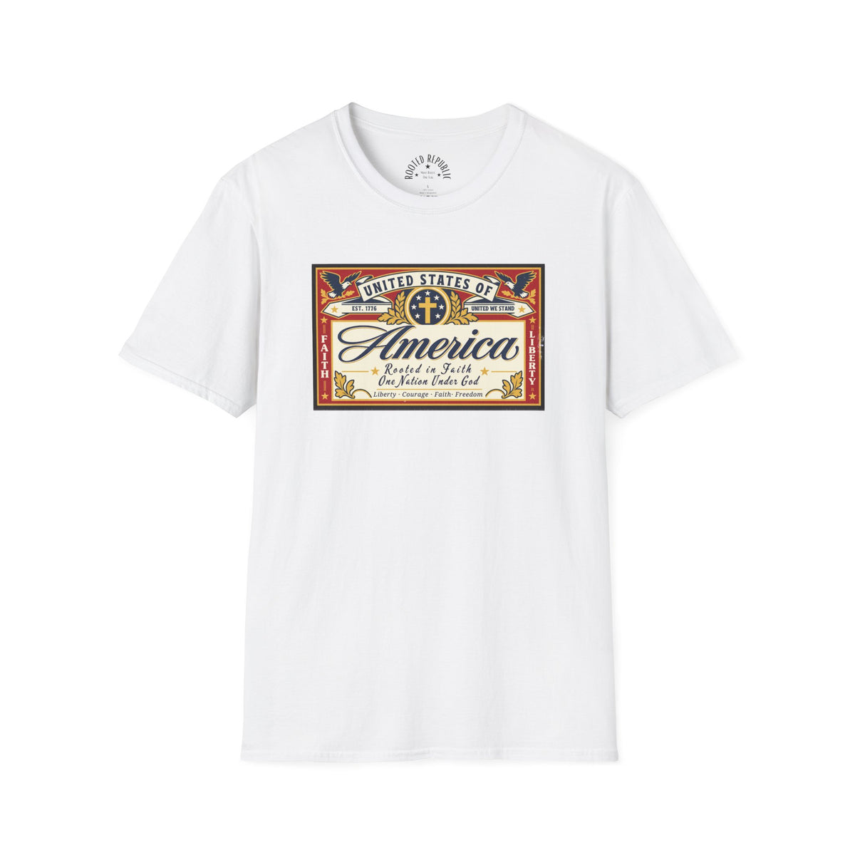 USA Retro Label - Faith & Liberty Eagle Tee