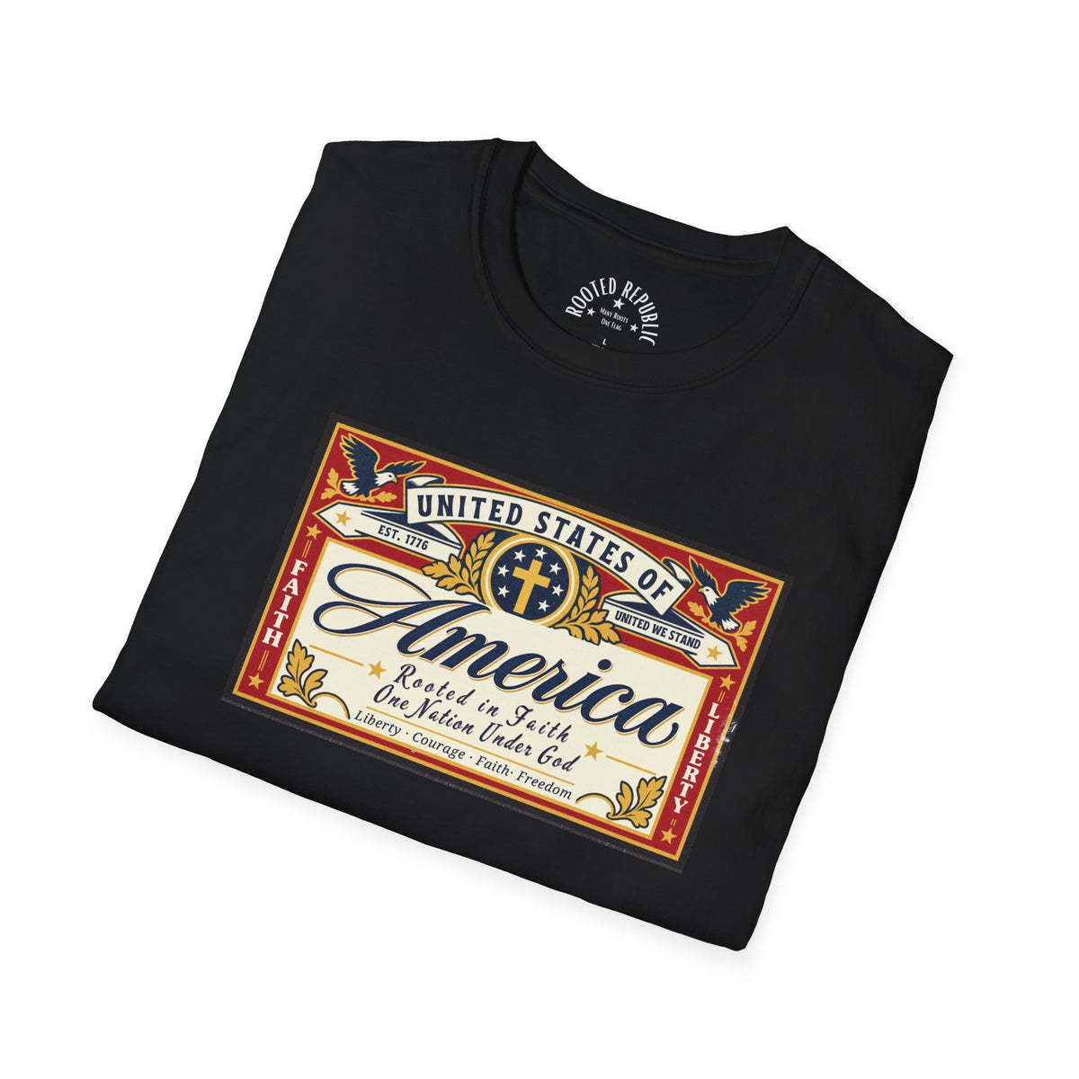 USA Retro Label - Faith & Liberty Eagle Tee