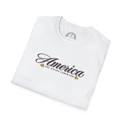 America One Nation Under God Shirt - Script Patriotic Tee