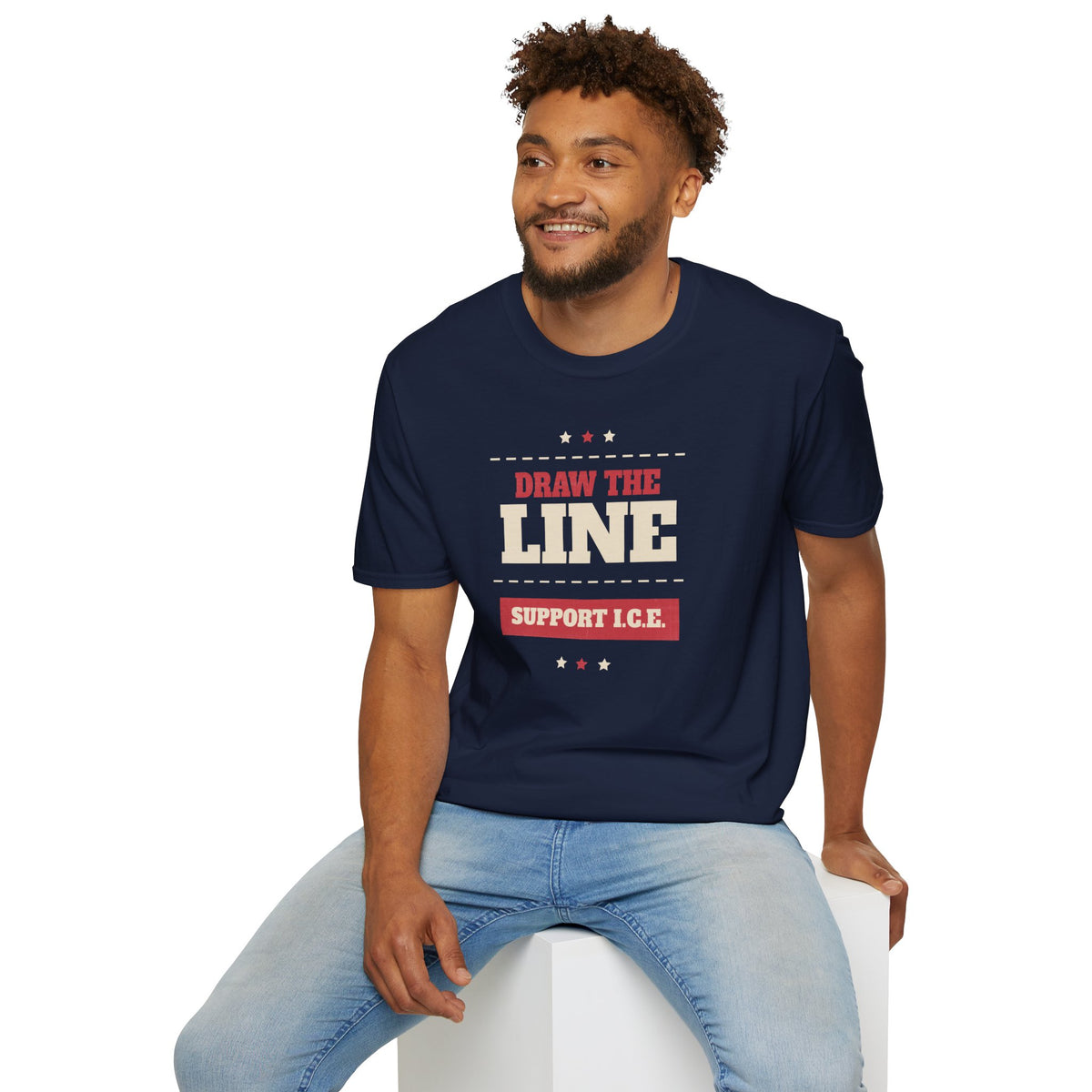 Draw the Line Shirt - Support I.C.E. Bold Patriotic Teec