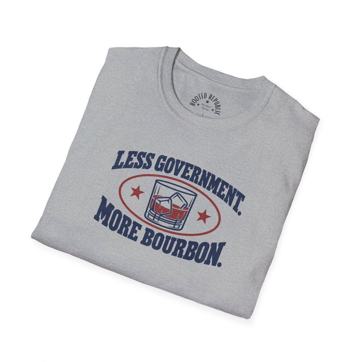 Less Government More Bourbon Shirt - Funny Whiskey Glass Patriotic Tee
