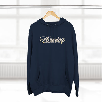 America One Nation Under God Hoodie - Script Patriotic Hoodie