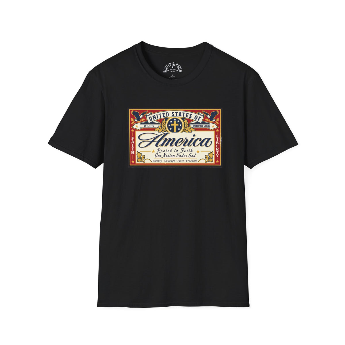 USA Retro Label - Faith & Liberty Eagle Tee