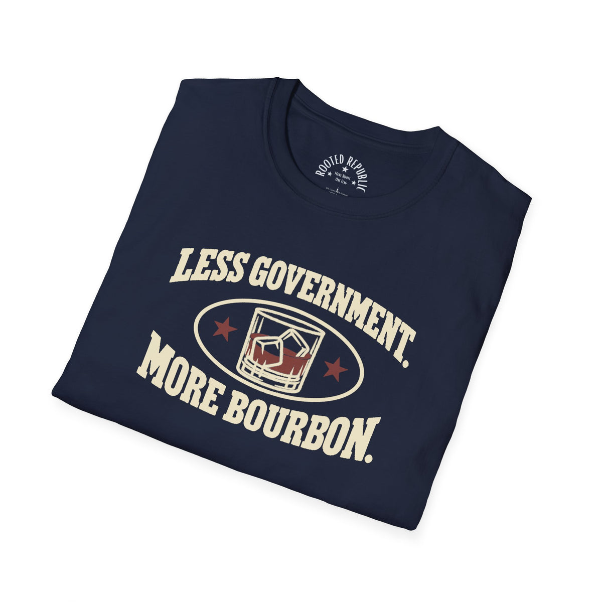 Less Government More Bourbon Shirt - Funny Whiskey Glass Patriotic Tee