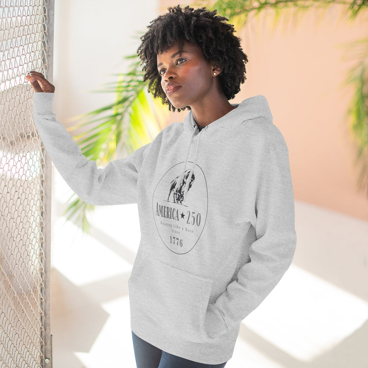 America 250 Bison Hoodie - Roaming Like a Boss Since 1776 Patriotic Hoodie
