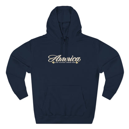 America One Nation Under God Hoodie - Script Patriotic Hoodie