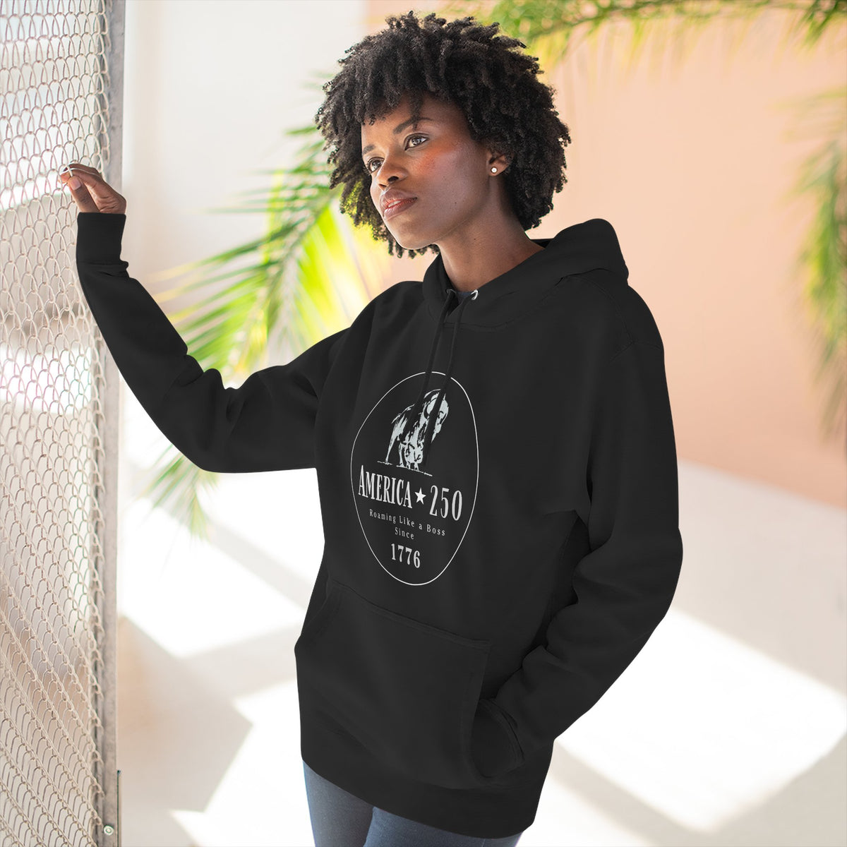 America 250 Bison Hoodie - Roaming Like a Boss Since 1776 Patriotic Hoodie