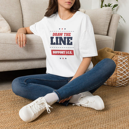 Draw the Line Shirt - Support I.C.E. Bold Patriotic Teec