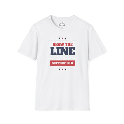 Draw the Line Shirt - Support I.C.E. Bold Patriotic Teec