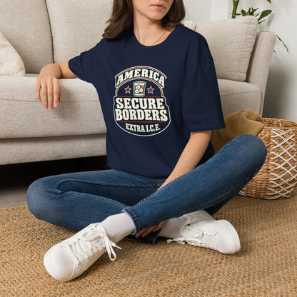 America Secure Borders Shirt - Extra I.C.E. Whiskey Glass Patriotic Tee