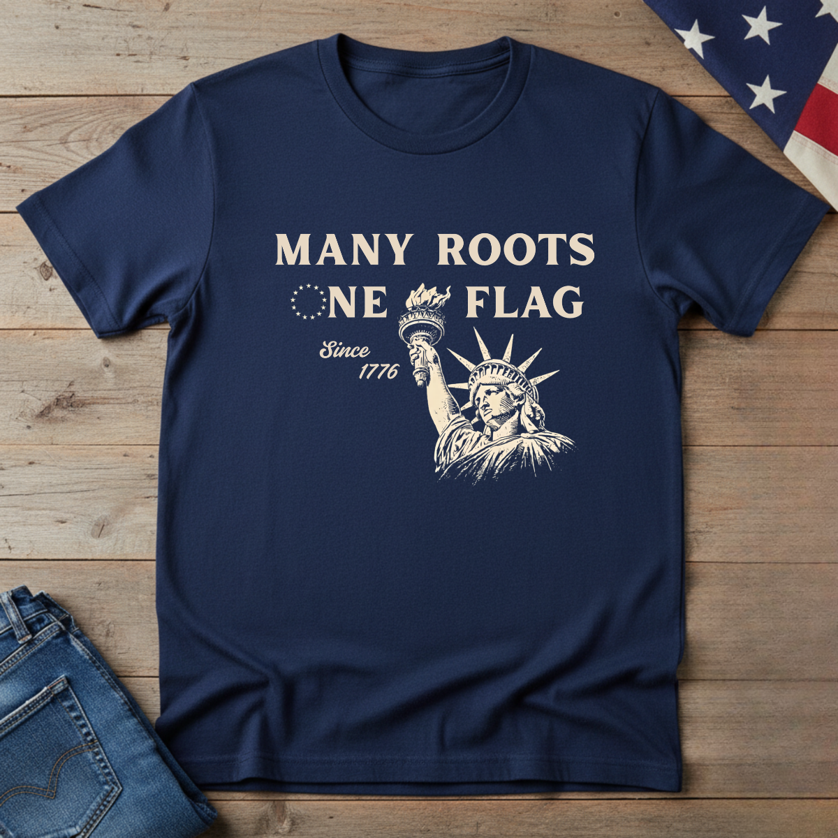 Many Roots, One Flag T-shirts