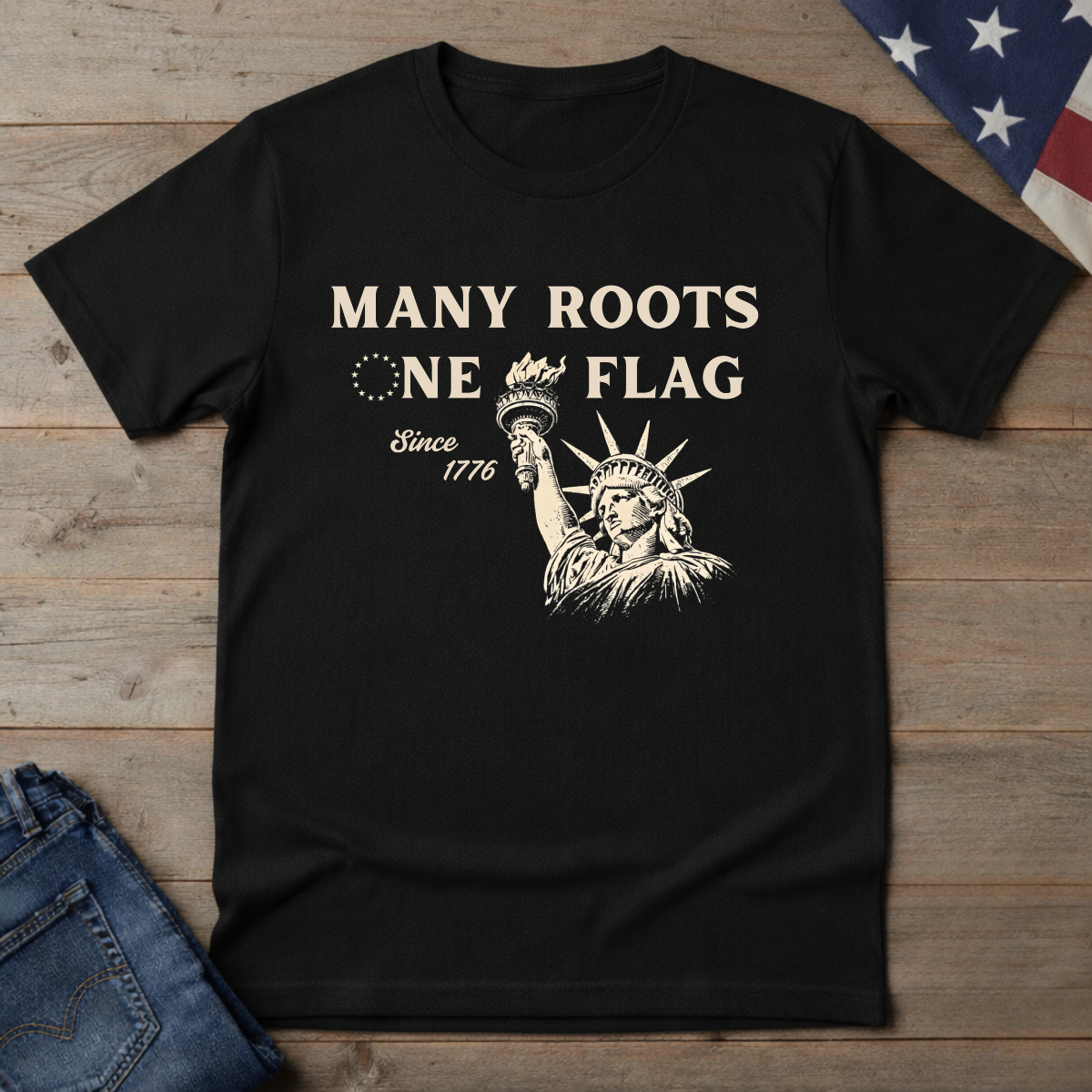 Many Roots, One Flag T-shirts