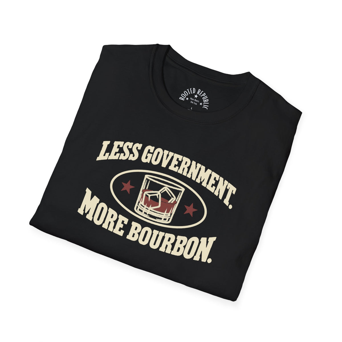 Less Government More Bourbon Shirt - Funny Whiskey Glass Patriotic Tee
