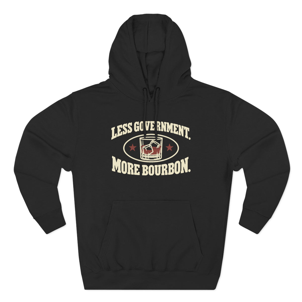 Less Government More Bourbon Hoodie - Funny Whiskey Glass Patriotic Hoodie