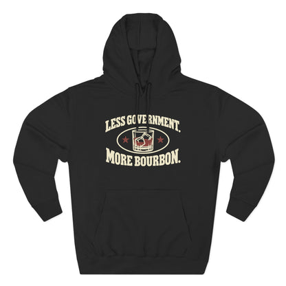 Less Government More Bourbon Hoodie - Funny Whiskey Glass Patriotic Hoodie