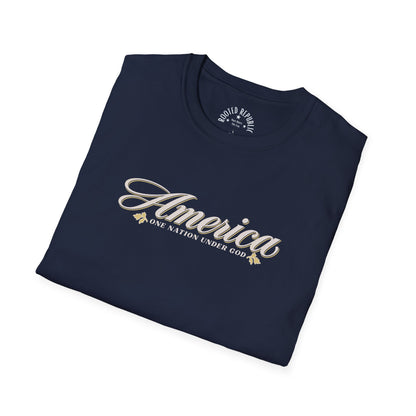 America One Nation Under God Shirt - Script Patriotic Tee