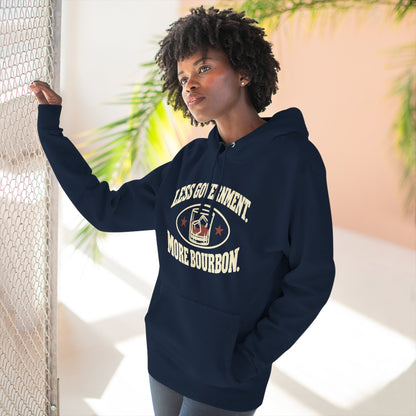 Less Government More Bourbon Hoodie - Funny Whiskey Glass Patriotic Hoodie